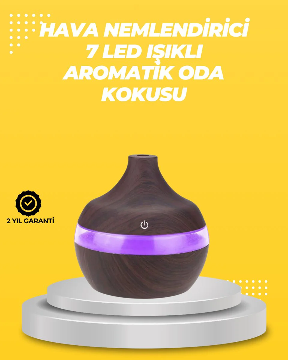 7 Renk LED Işıklı Ultrasonik Aroma Difüzör 300 ml - Huzurlu Atmosfer ve Nemlendirici