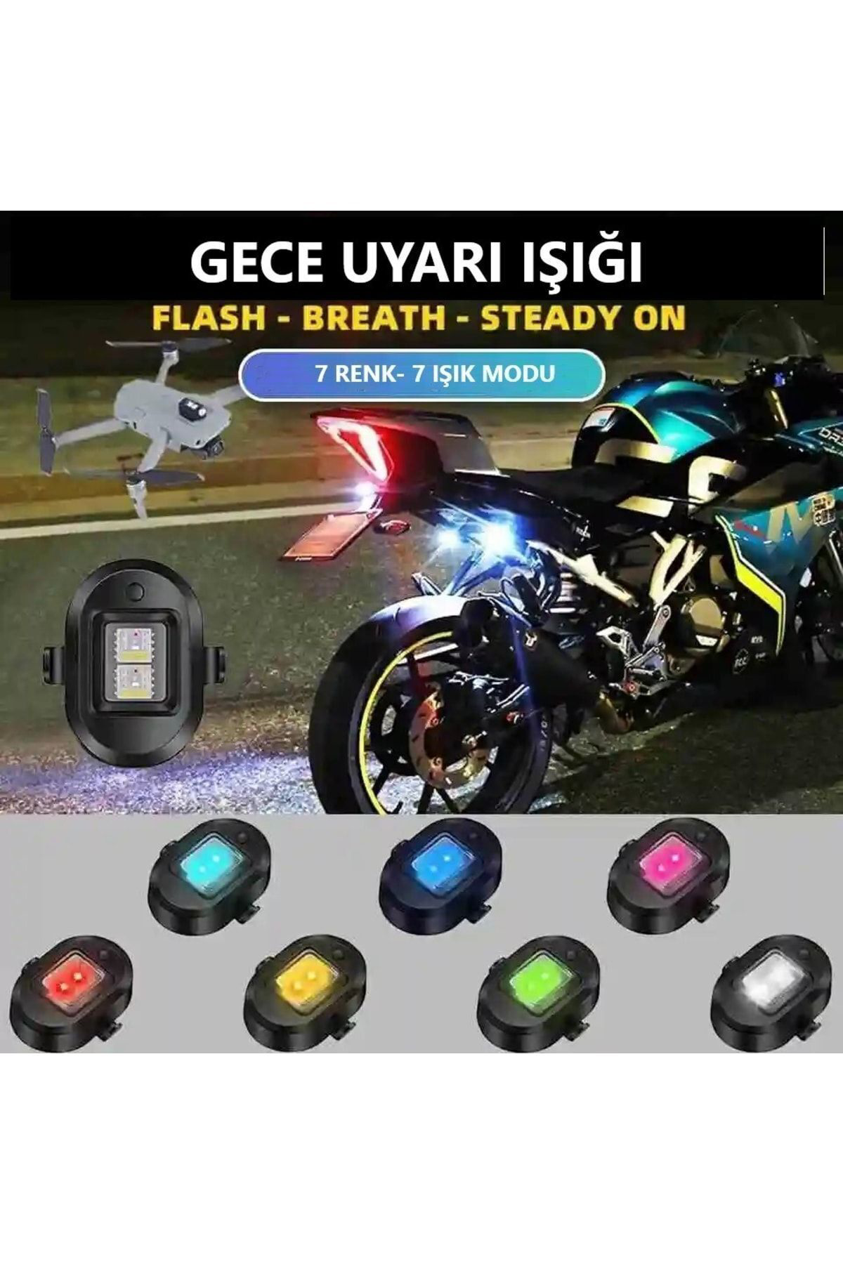 7 Renk Mini Led Şarjlı 45w Dron Scooter Bisiklet Motosiklet Araba