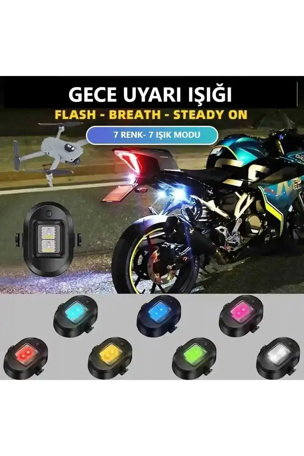 7 Renk Mini Led Şarjlı 45w Dron Scooter Bisiklet Motosiklet Araba