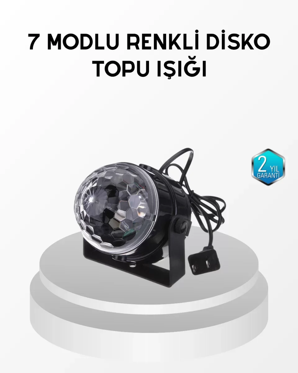 7 Renk Modlu Müzik Sensörlü Disko Topu – LED Işıklı Parti Aydınlatması - Lisinya