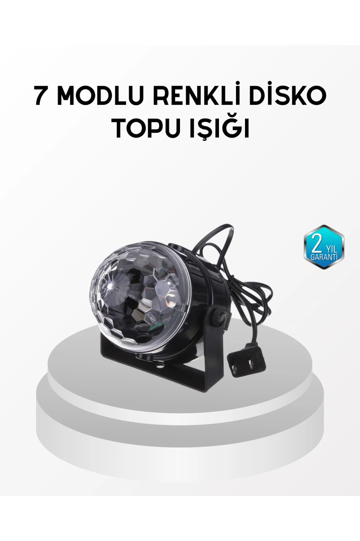 7 Renk Modlu Müzik Sensörlü Disko Topu – LED Işıklı Parti Aydınla