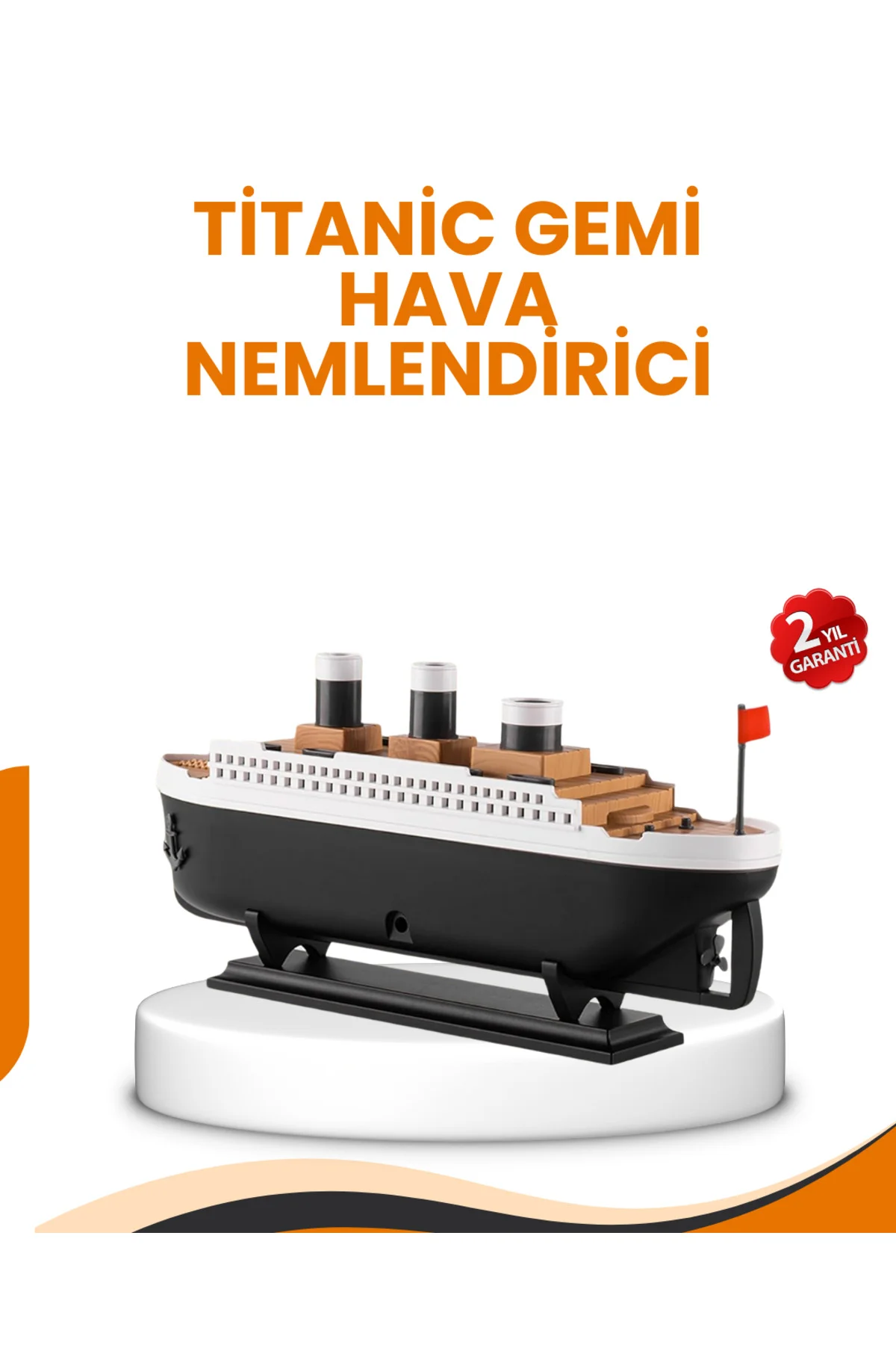 7 Renk Ortam Işıklı Dekoratif Gemi Tasarım Hava Nemlendirici Difüzör