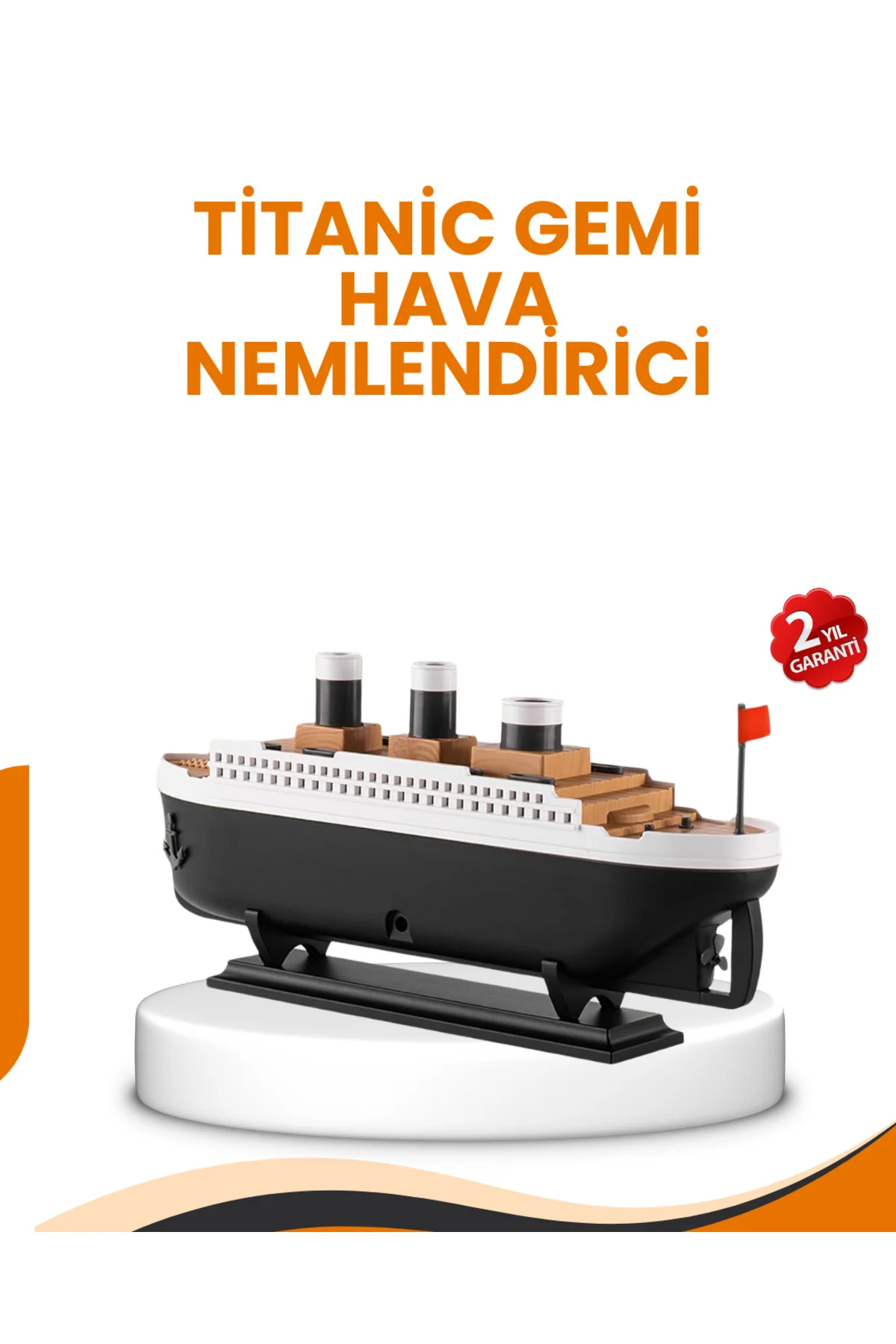 7 Renk Ortam Işıklı Dekoratif Gemi Tasarım Hava Nemlendirici Difüzör