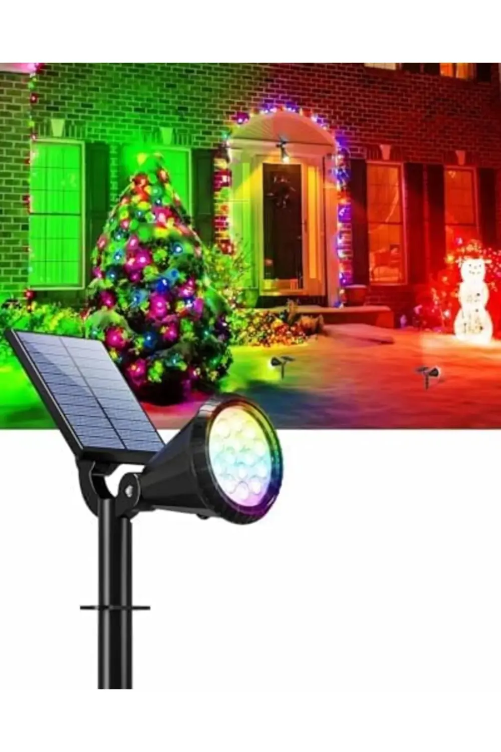7 Renk RGB 18 LED Spot Güneş Enerjili Bahçe Aydınlatması, Fotosel