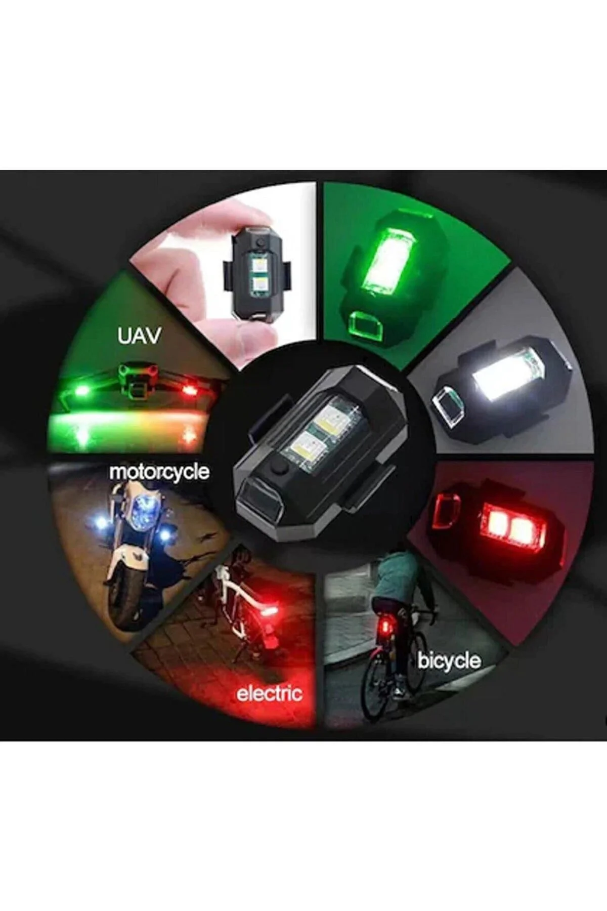 7 Renkli Rgb Led Bisiklet Motosiklet Uyarı Kaza Önleyici Mini Pilli Sinyal Led Drone Led-Led