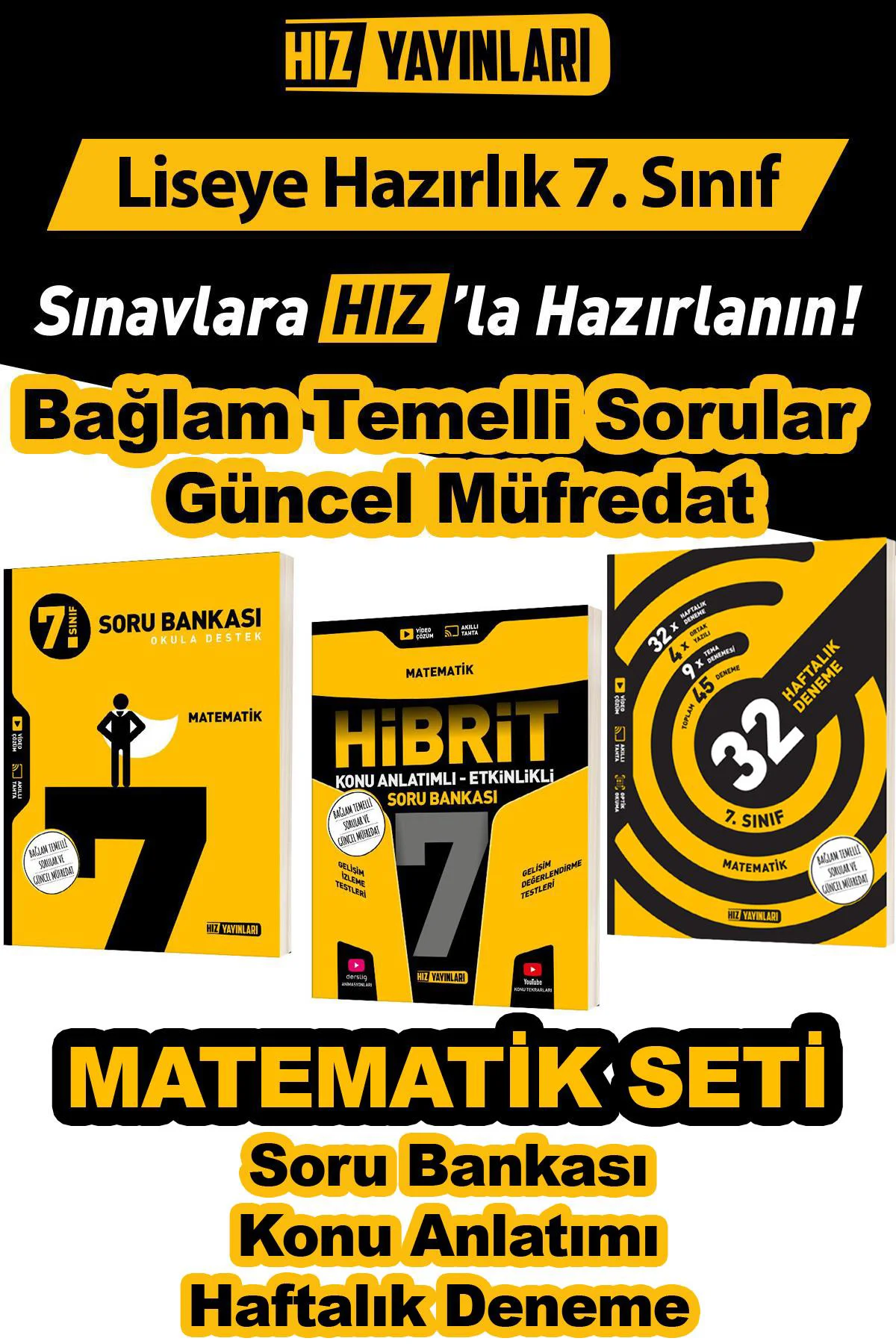 7. Sınıf Matematik Seti -Bağlam Temelli Sorular ve Güncel Müftedat 3 Kaynak