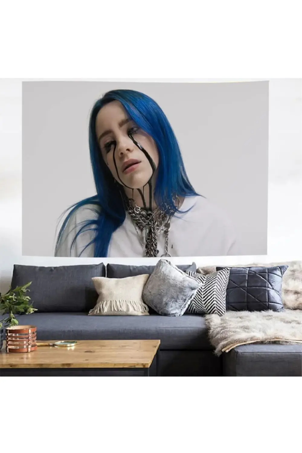 70 X 100 Cm Billie Eilish - Blue Hair Duvar Halısı