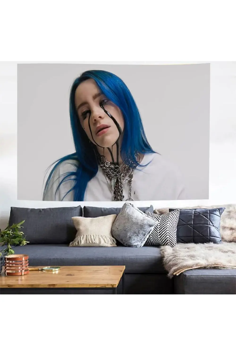 70 X 100 Cm Billie Eilish - Blue Hair Duvar Halısı