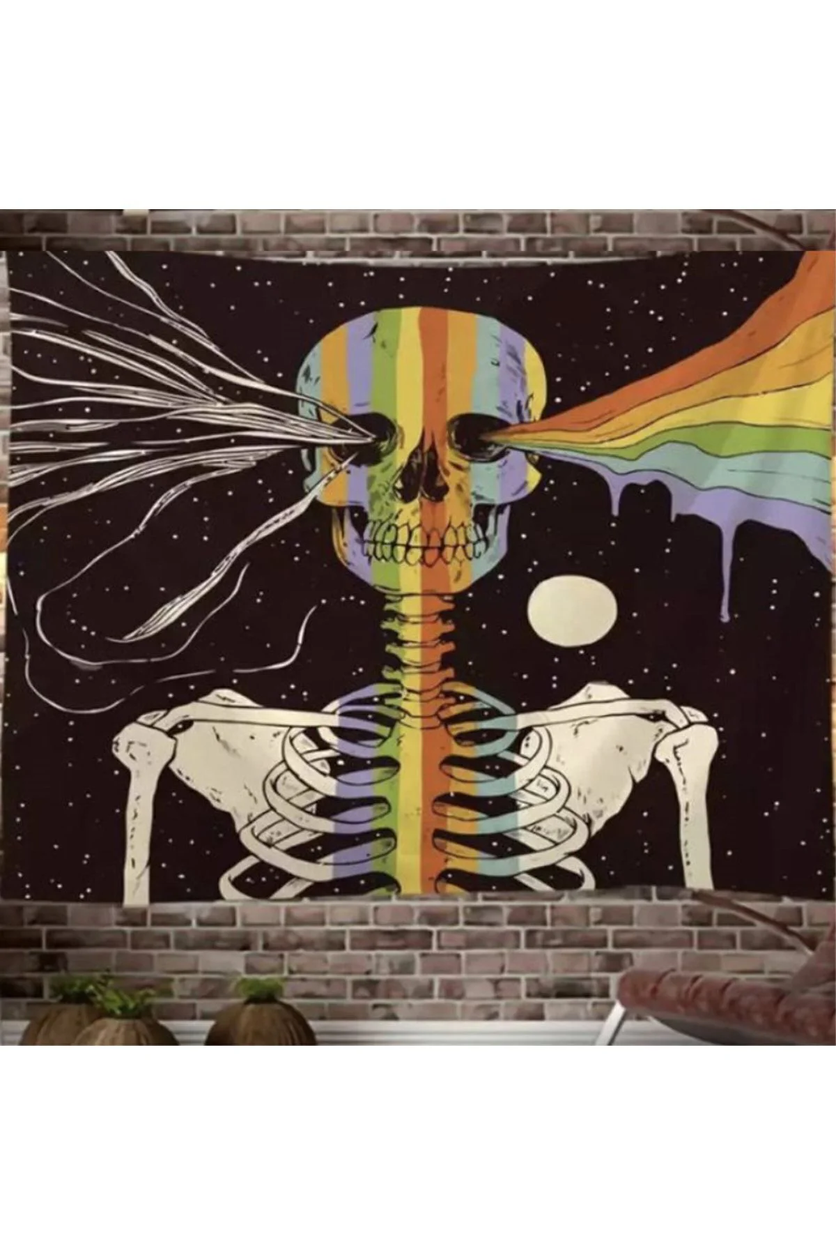 70 X 100 Cm Rainbow Skull Duvar Halısı