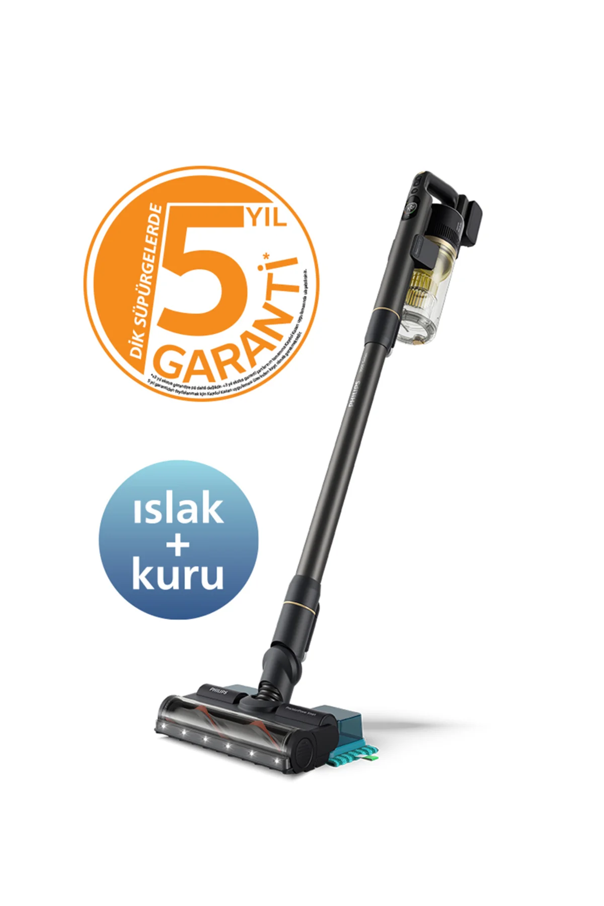 7000 Serisi Aqua 25.2 V Kablosuz Dik Süpürge, PowerCyclone 12, 80 dk'ya Kadar Şarj, XC7057/01