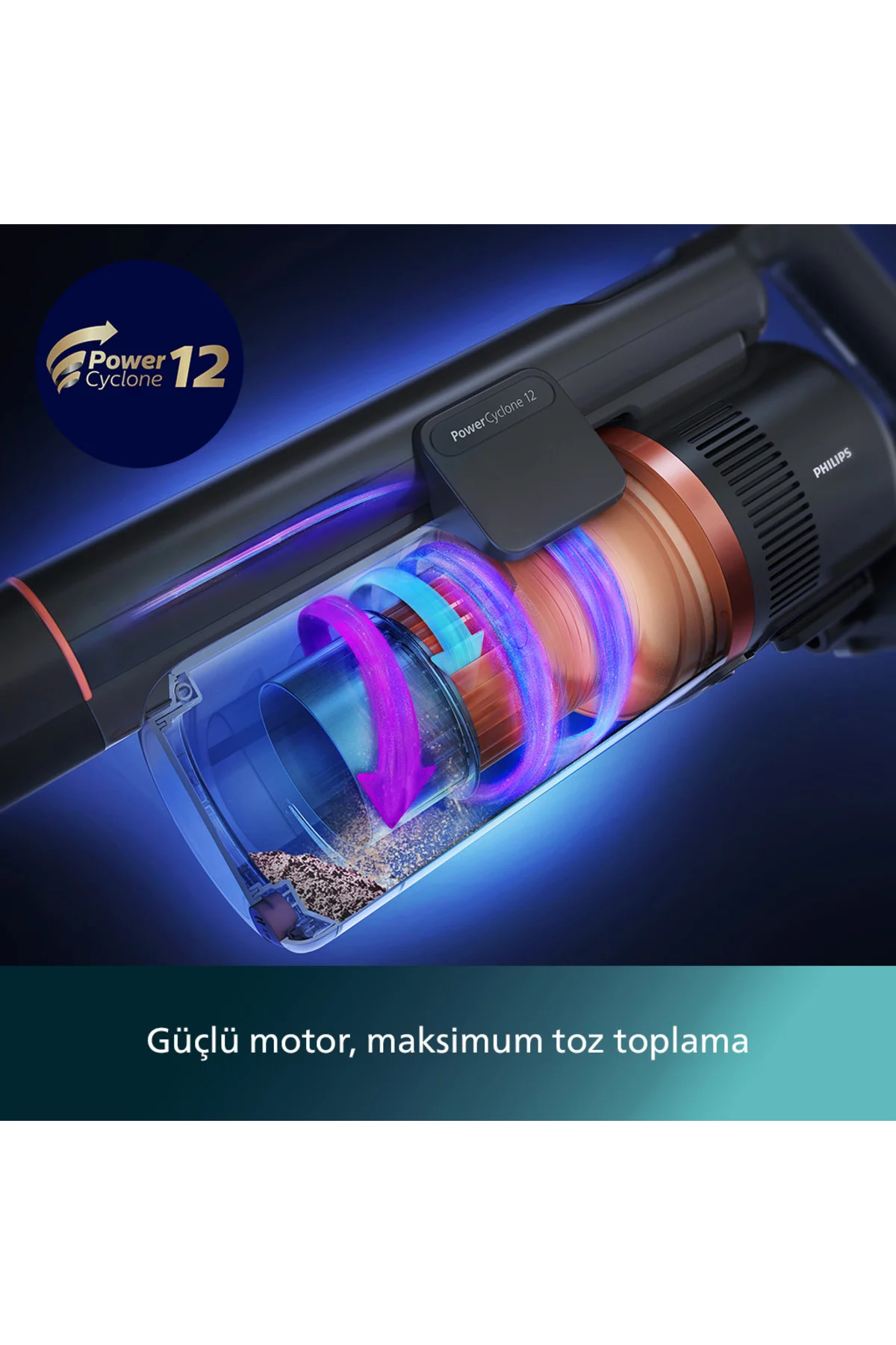 7000 Serisi Aqua 25.2 V Kablosuz Dik Süpürge, PowerCyclone 12, 80 dk'ya Kadar Şarj, XC7057/01