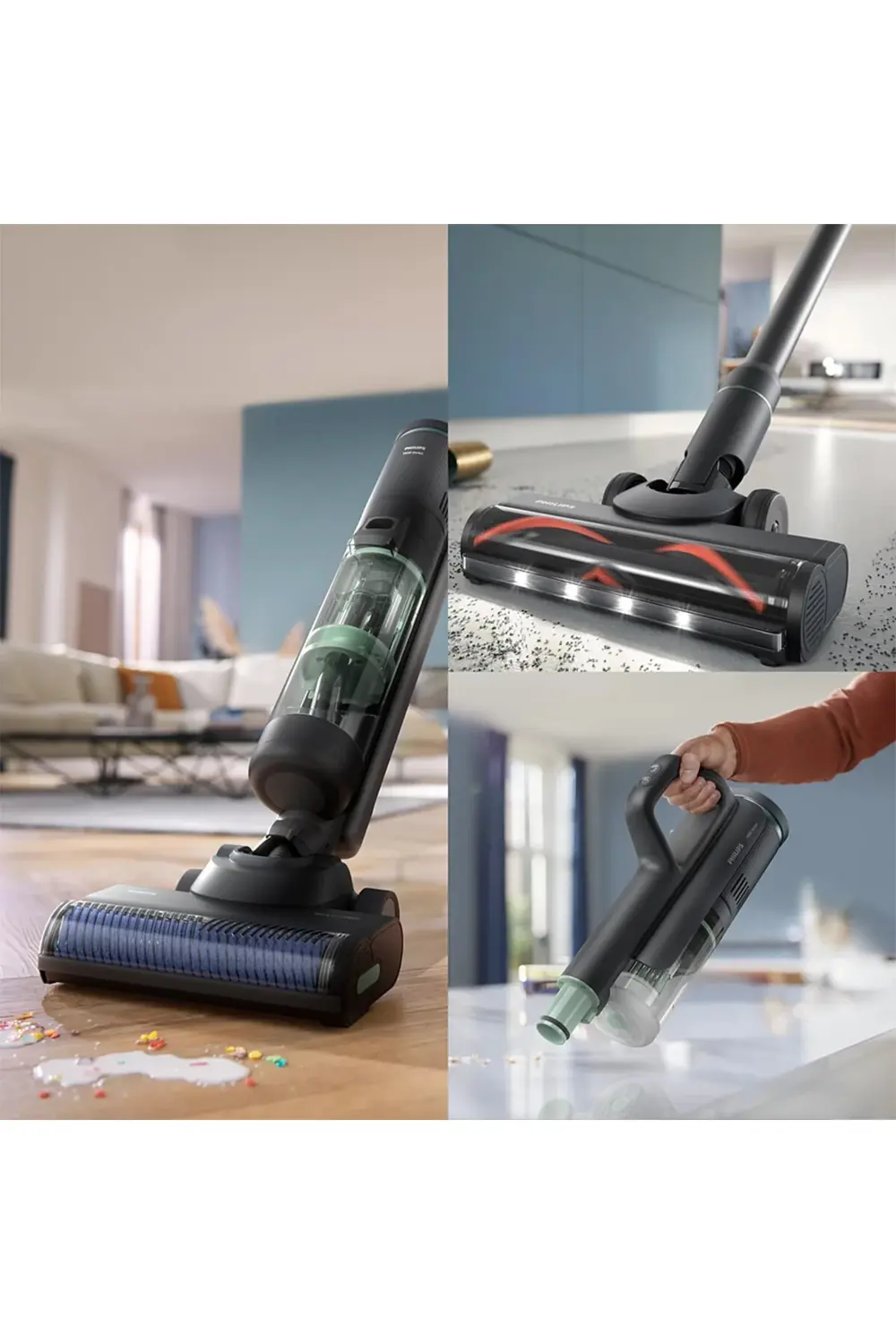 Philips 7000 Serisi Aquatrio Kablosuz Dikey Süpürge, İslak&Kuru Temizlik,