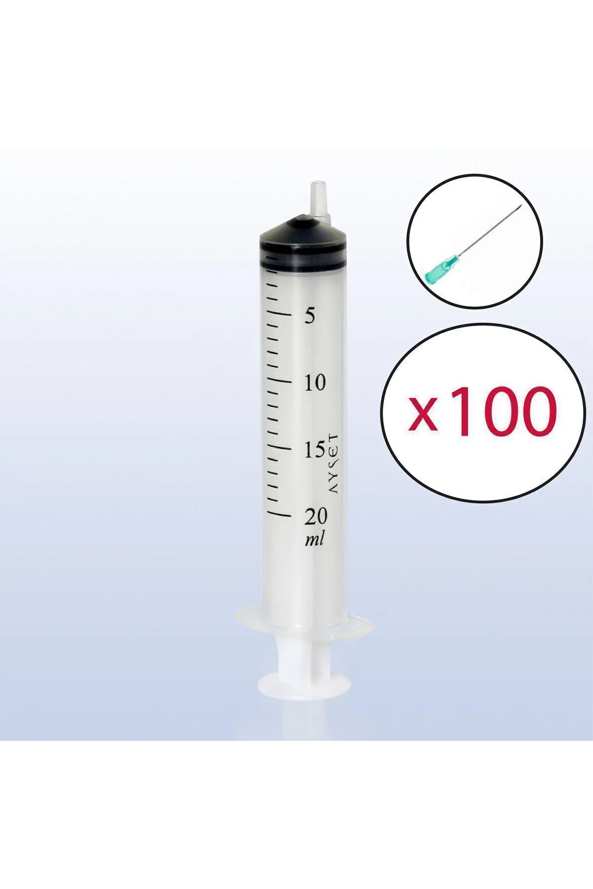 70622 20cc-3/p 21g Contalı Yeşil İğneli Enjektör 100 Adet