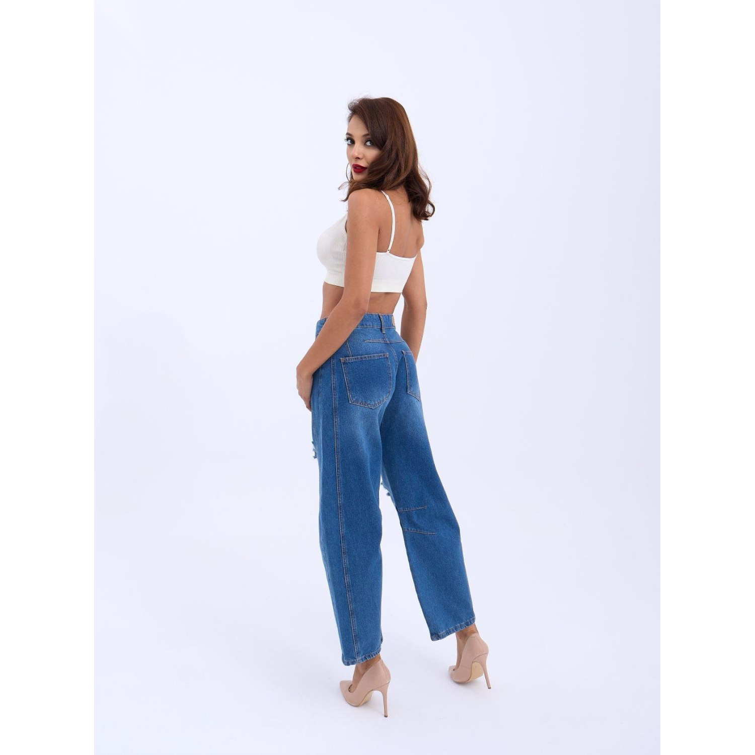 7086 KOT PANTOLON-MAVİ