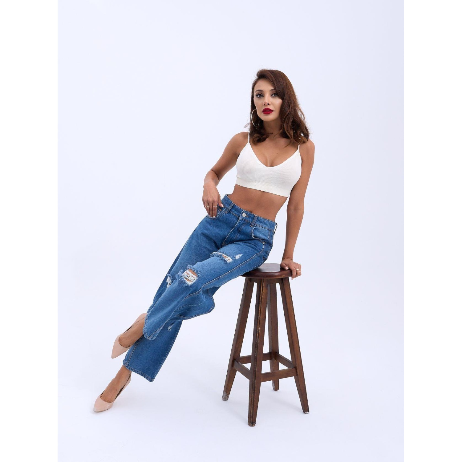 7086 KOT PANTOLON-MAVİ