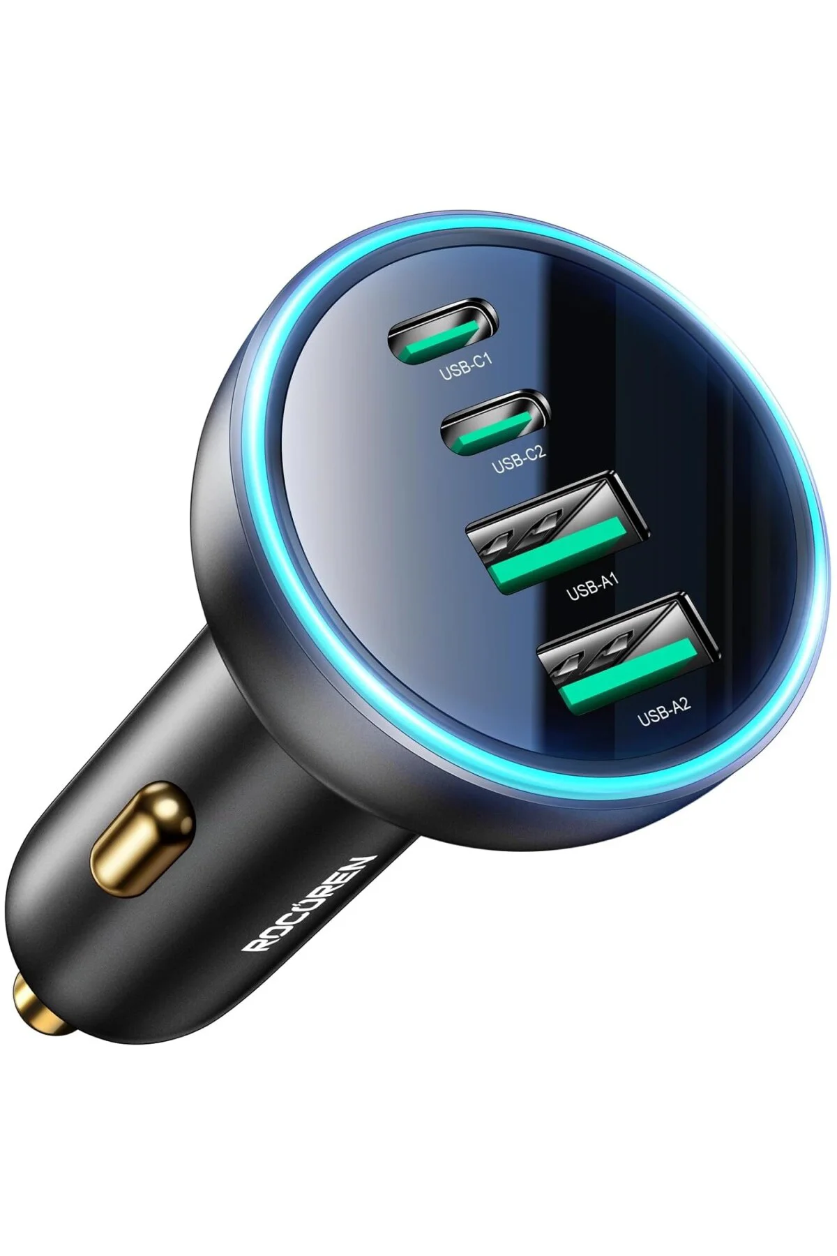 70W 4 Portlu 2*Type-C 2*USB-A LED Işıklı Araç içi Hızlı Şarj Cihazı