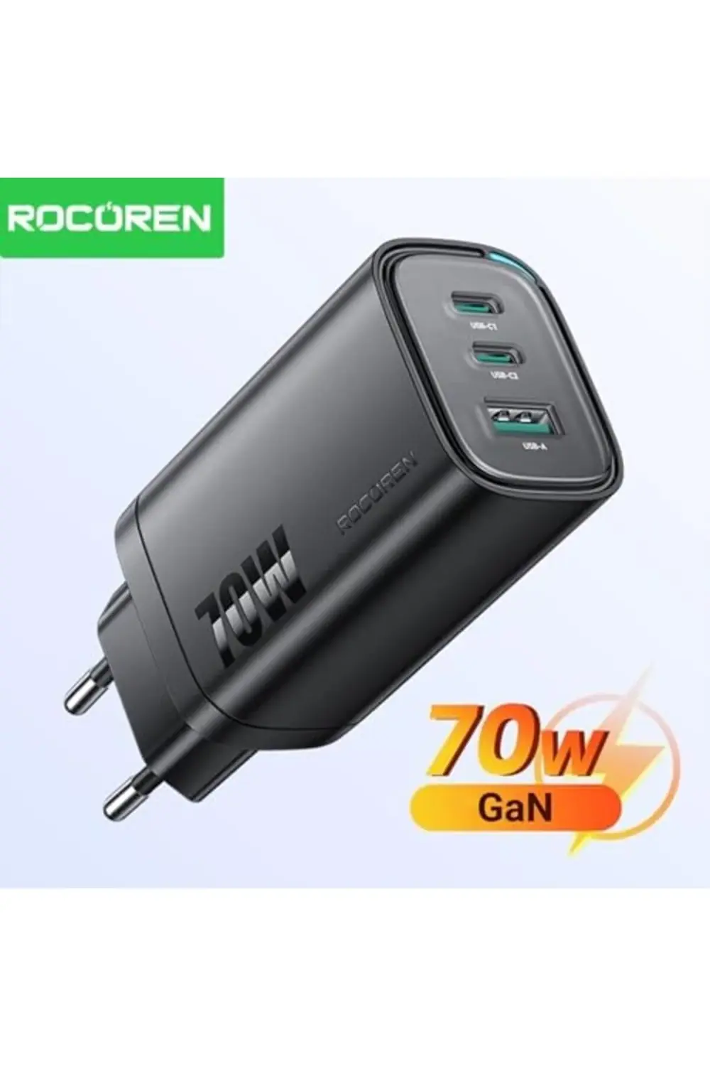 70W GaN Şarj Cihazı Type-C ve USB-A 3-Portlu Hızlı Şarj Aleti 118