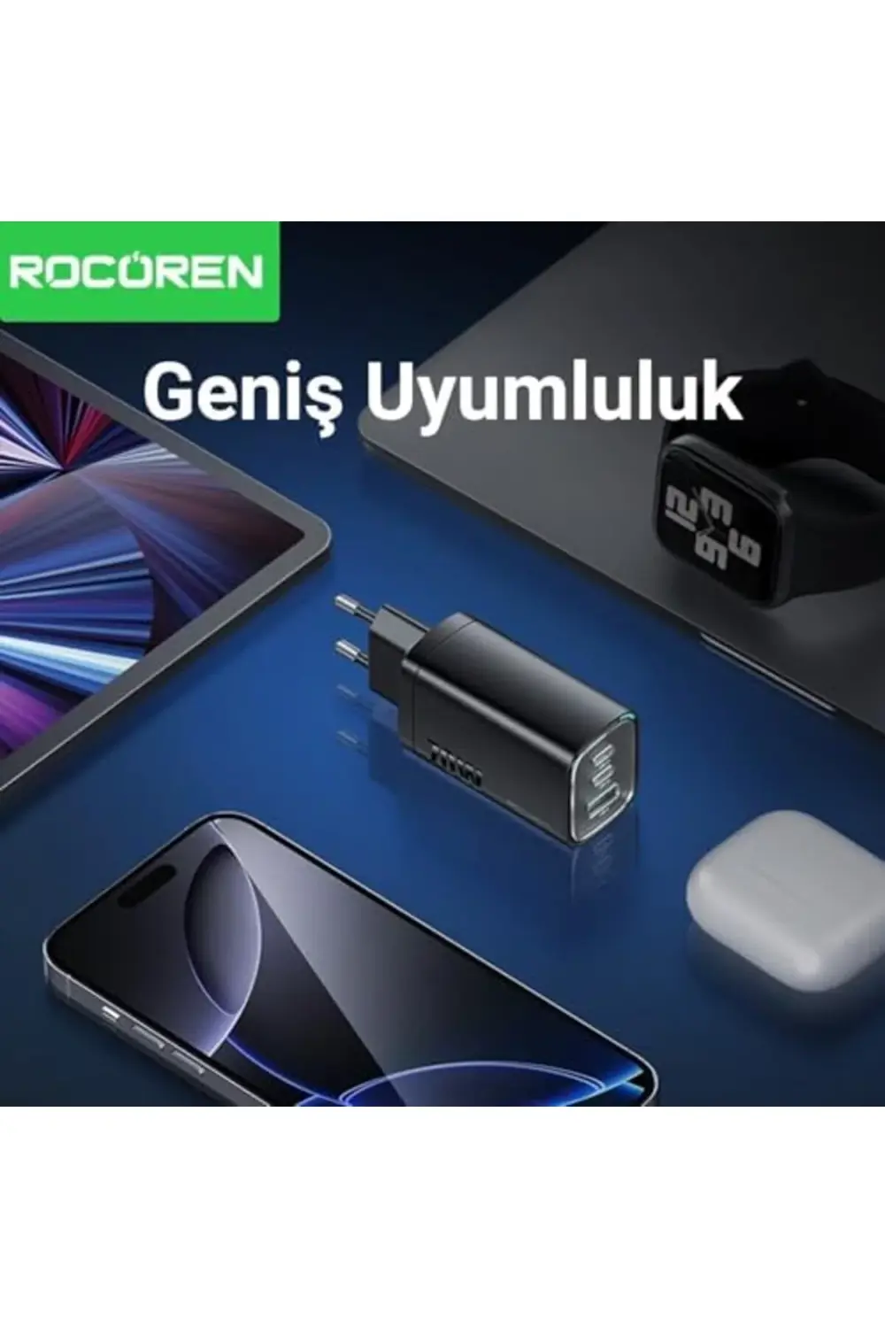 70W GaN Şarj Cihazı Type-C ve USB-A 3-Portlu Hızlı Şarj Aleti 118