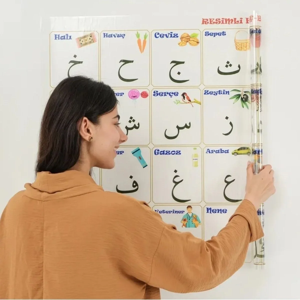 70x100 cm Statik Kağıt Elif-Ba Öğrenme Tahtası