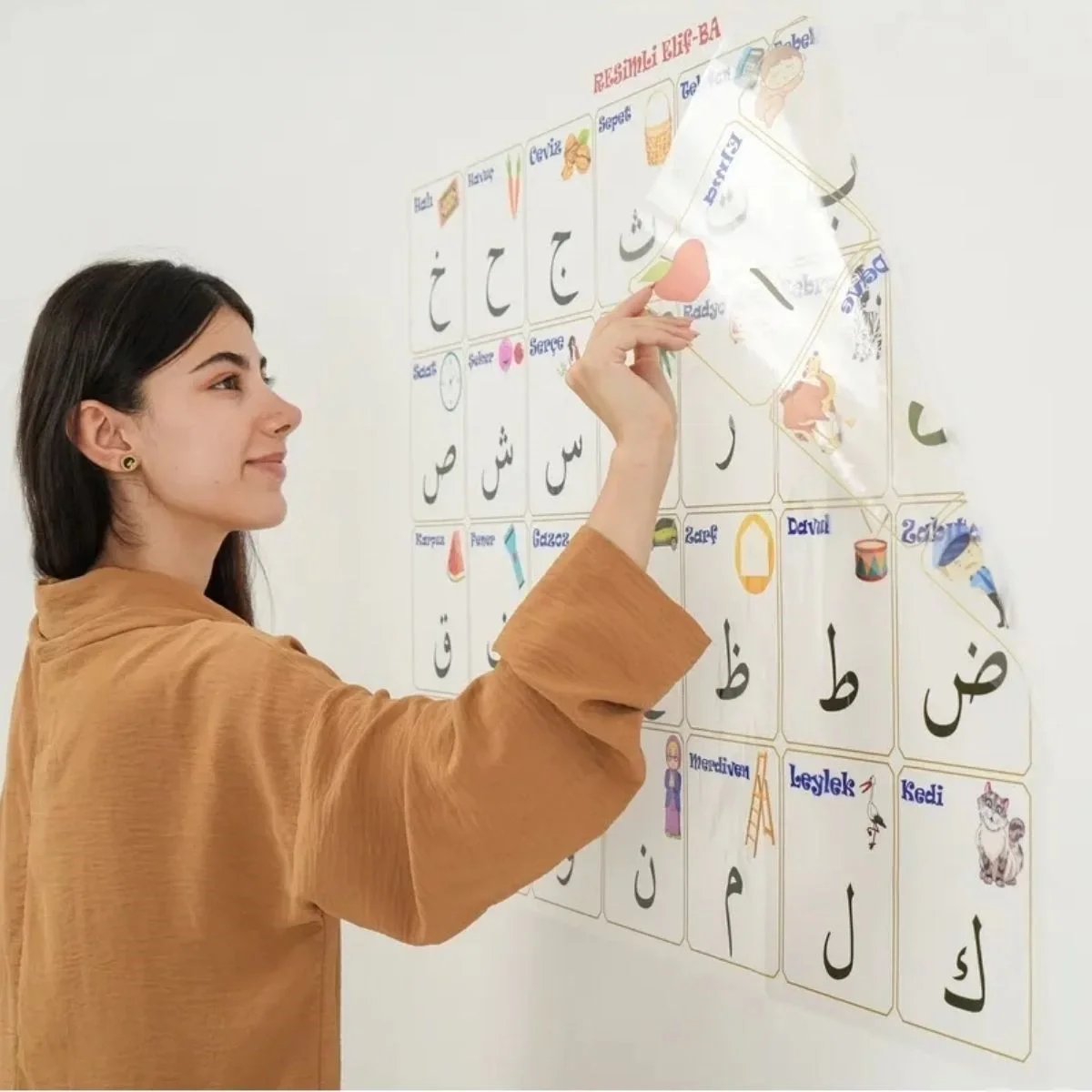 70x100 cm Statik Kağıt Elif-Ba Öğrenme Tahtası