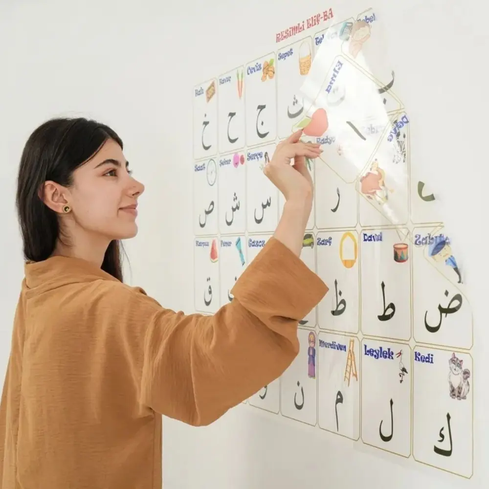 70x100 cm Statik Kağıt Elif-Ba Öğrenme Tahtası (4741)