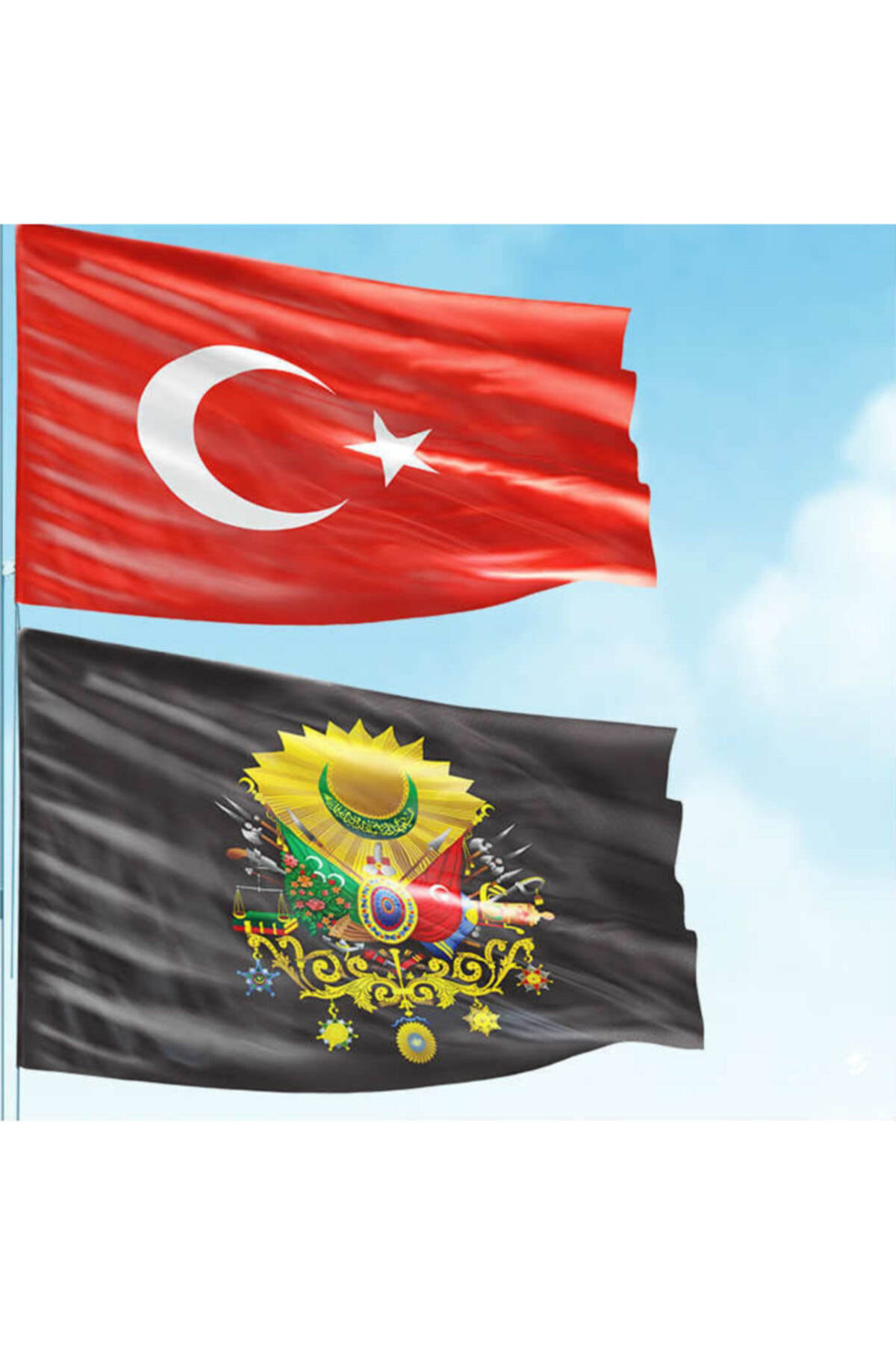 Asilmeydan 70X105cm Alpaka Kumaş Türk Bayrağı ,100X150cm Raşel Kumaş Siyah O