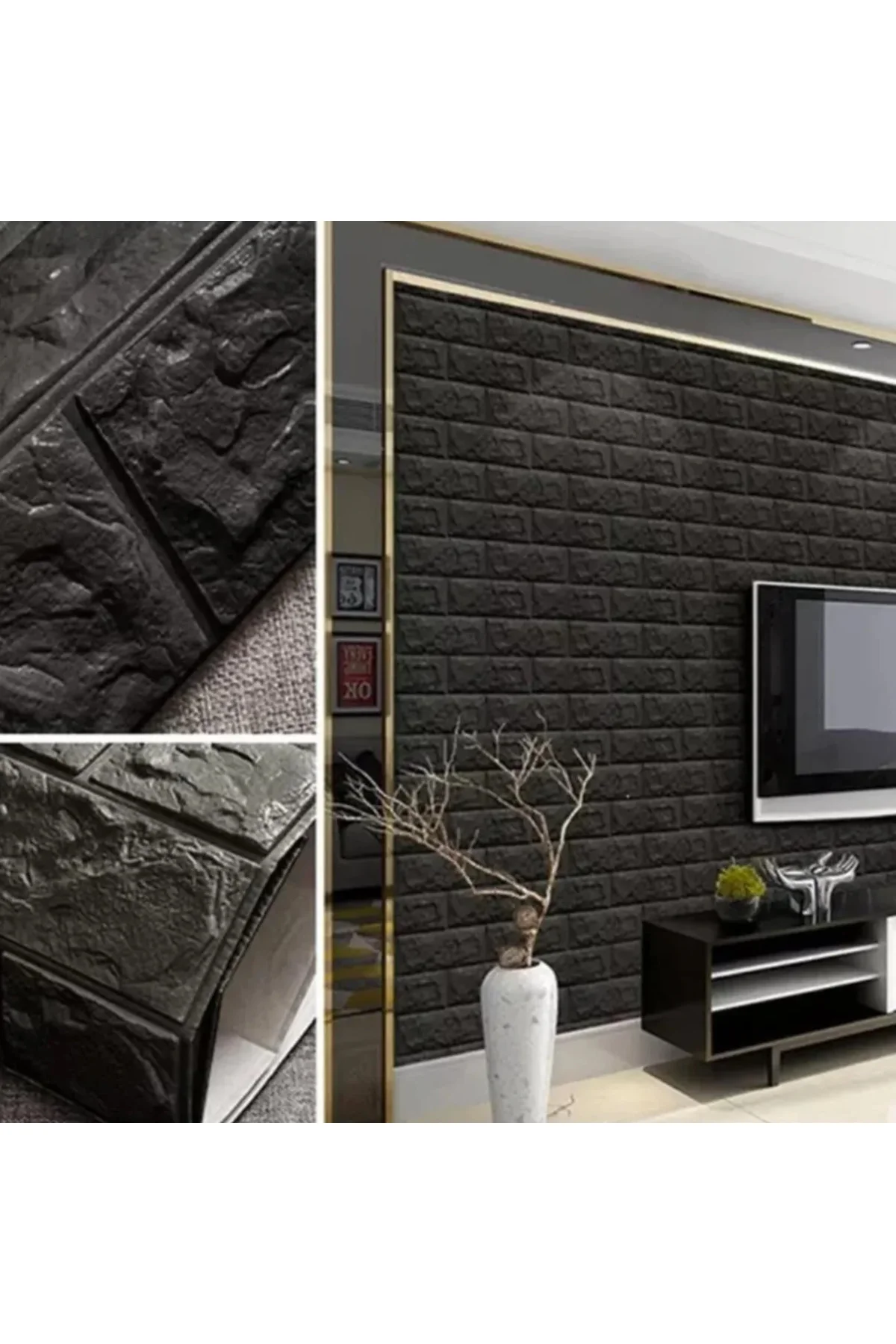 70x38 Cm Kendinden Yapışkanlı Esnek Köpük Duvar Kağıdı Paneli 3d 