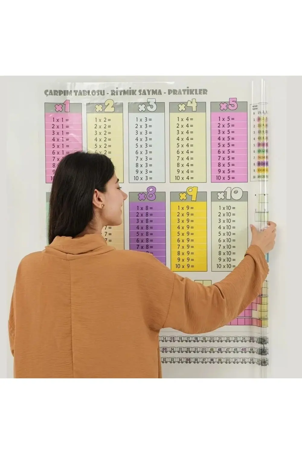 ® 70x70cm Statik İz Bırakmaz Kağıt Renkli Çarpım Tablosu