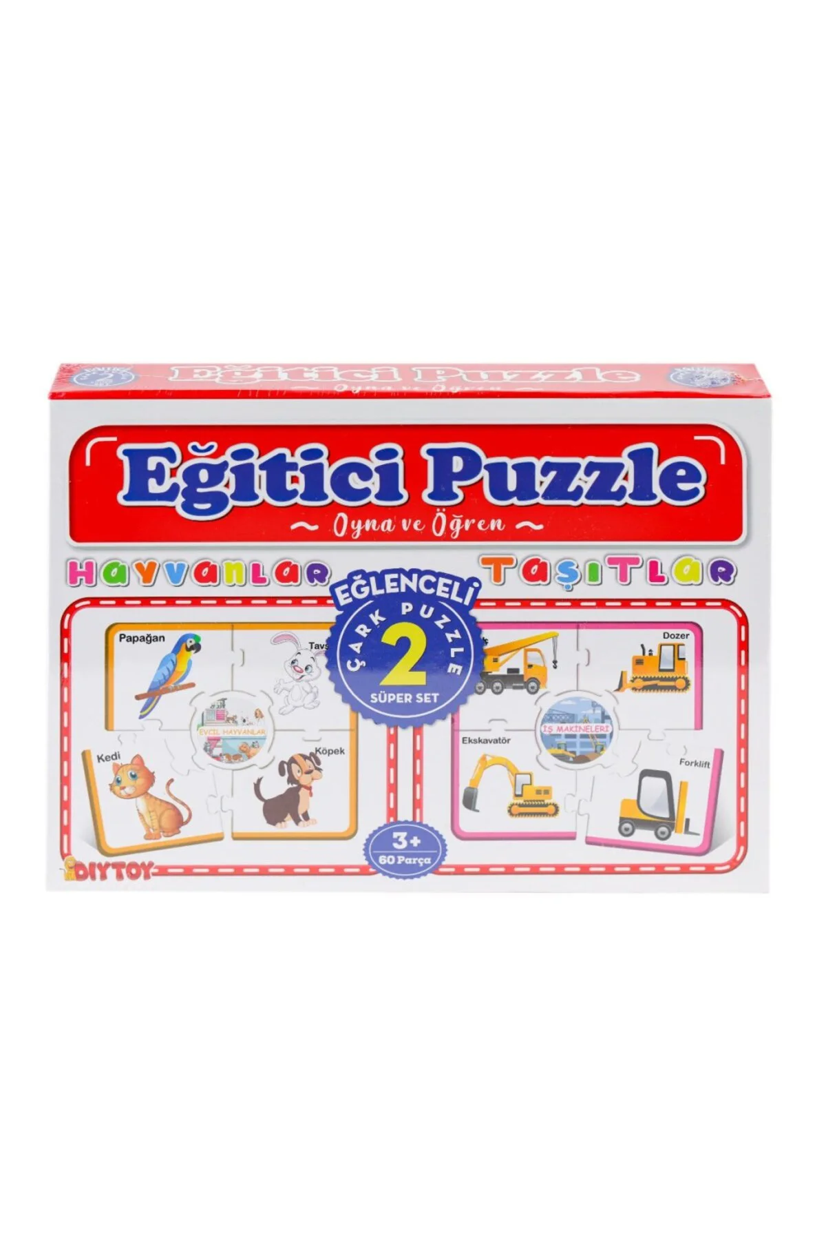 7196 Çark Puzzle Hayvanlar Taşıtlar 60 Parça