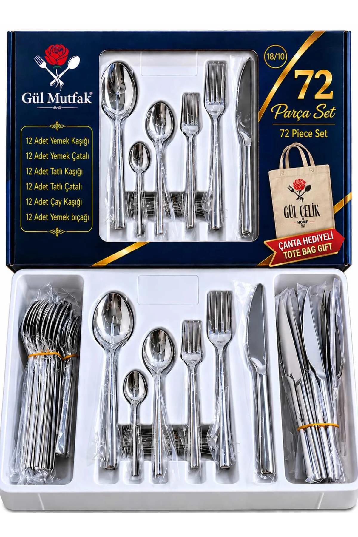 72 Parça Sade 12 Kişilik Lüx Çatal & Kaşık & Bıçak Takımı 18/10 72 Parça Sade 12 Kişilik Lüx Çatal & Kaşık & Bıçak Takımı 18/10