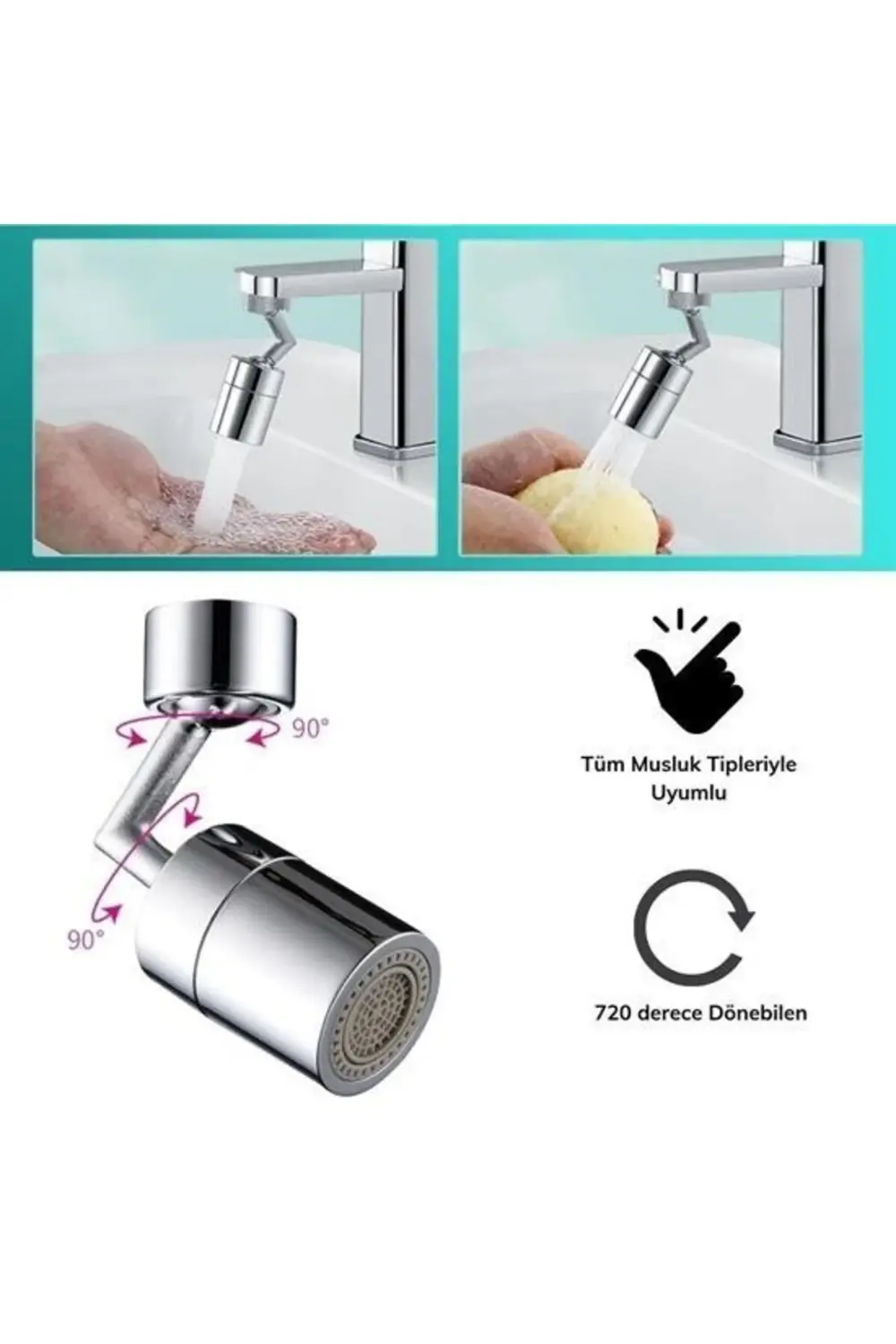 ® 720 Derece Dönebilen 4 Filtreli Tüm Musluk Tipleri İle Uyumlu M