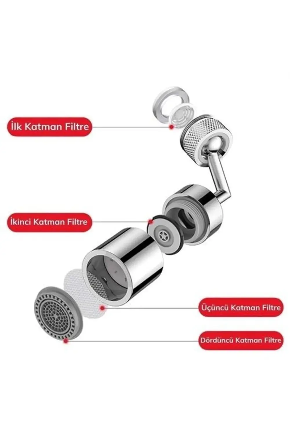 ® 720 Derece Dönebilen 4 Filtreli Tüm Musluk Tipleri İle Uyumlu M