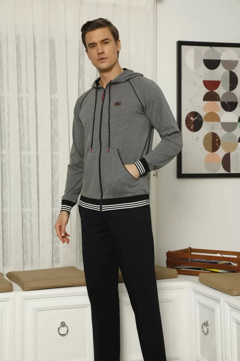 7208 Erkek Kapişonlu Eşofman Takım