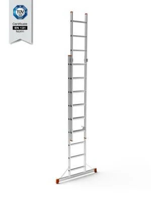 7209-S   Saraylı 2x9 Basamaklı Sürgülü Alüminyüm Merdiven 2.5+2.5m