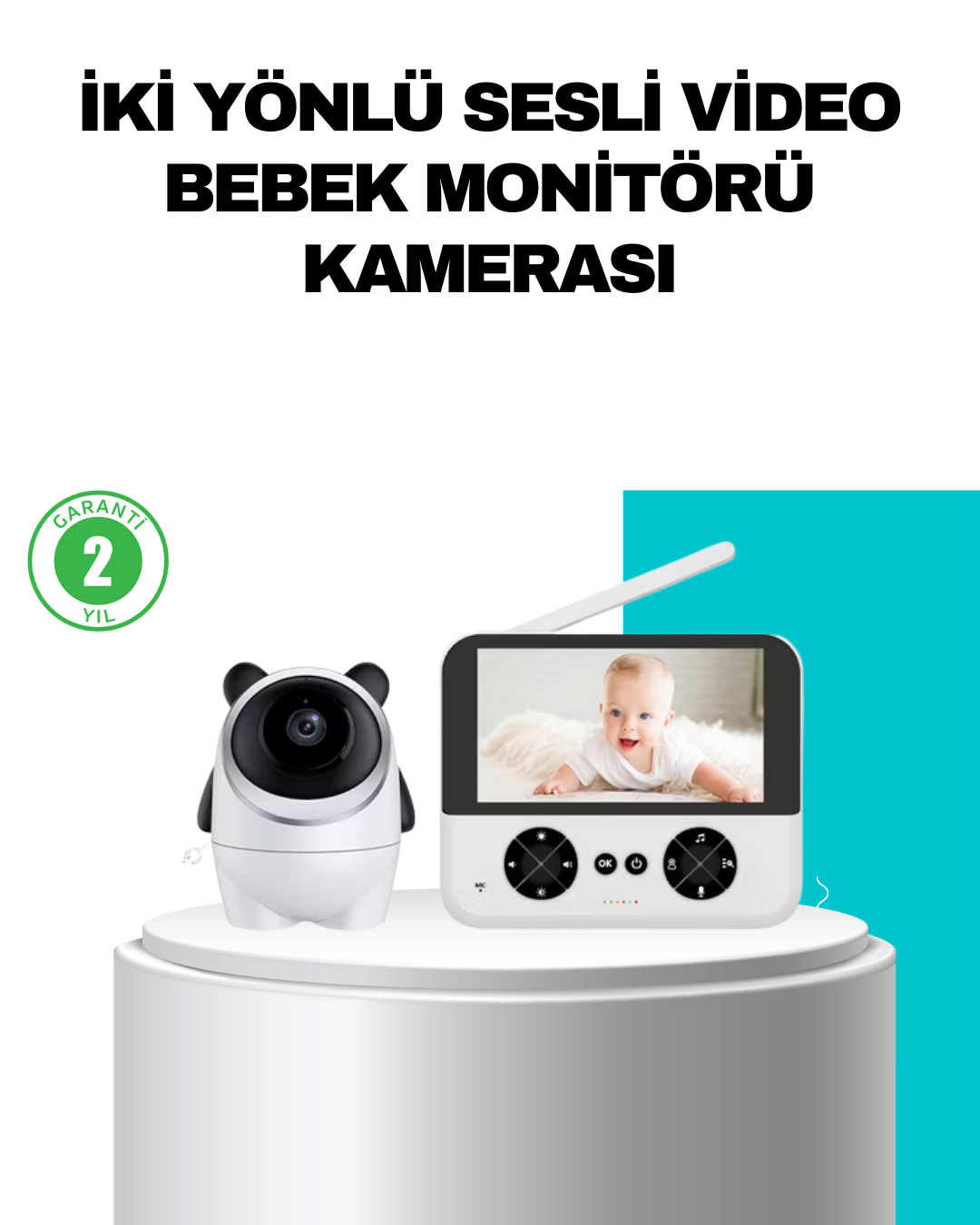 720P Bebek Kamerası Uzaktan Kontrollü Gece Görüşlü Monitör