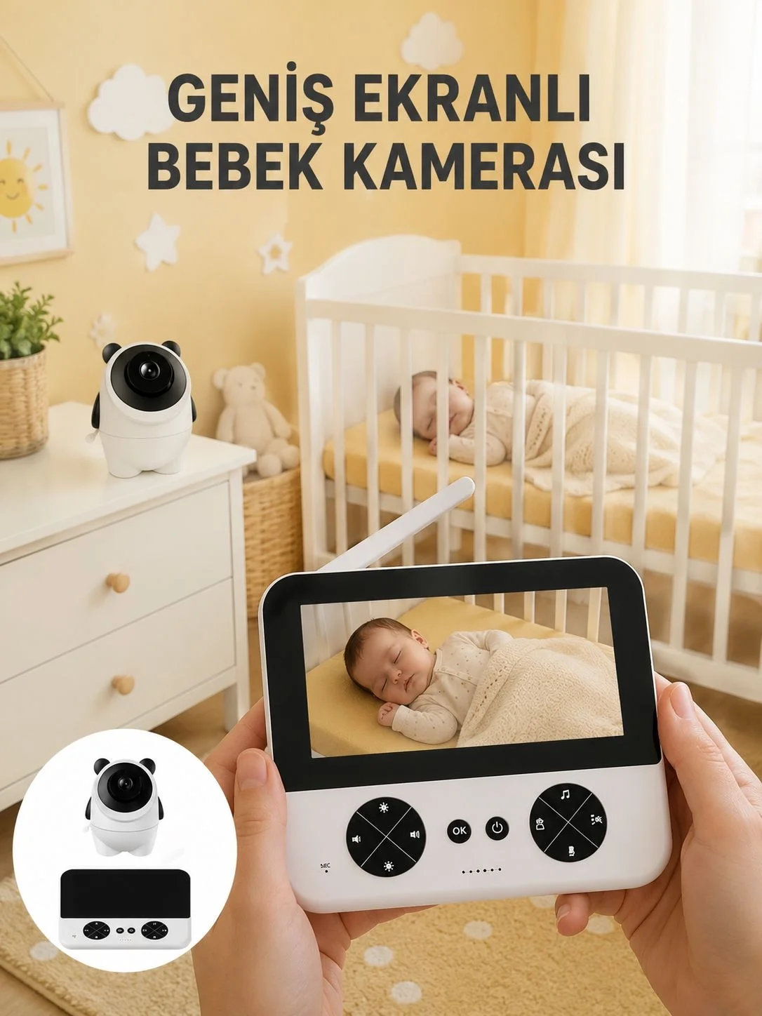 720P HD Gece Görüşlü Kablosuz Bebek Kamerası İki Yönlü Sesli Yeni Nesil