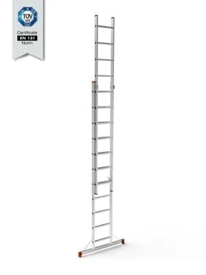 7211-S   Saraylı 2x11 Basamaklı Sürgülü Alüminyüm Merdiven 3+3m