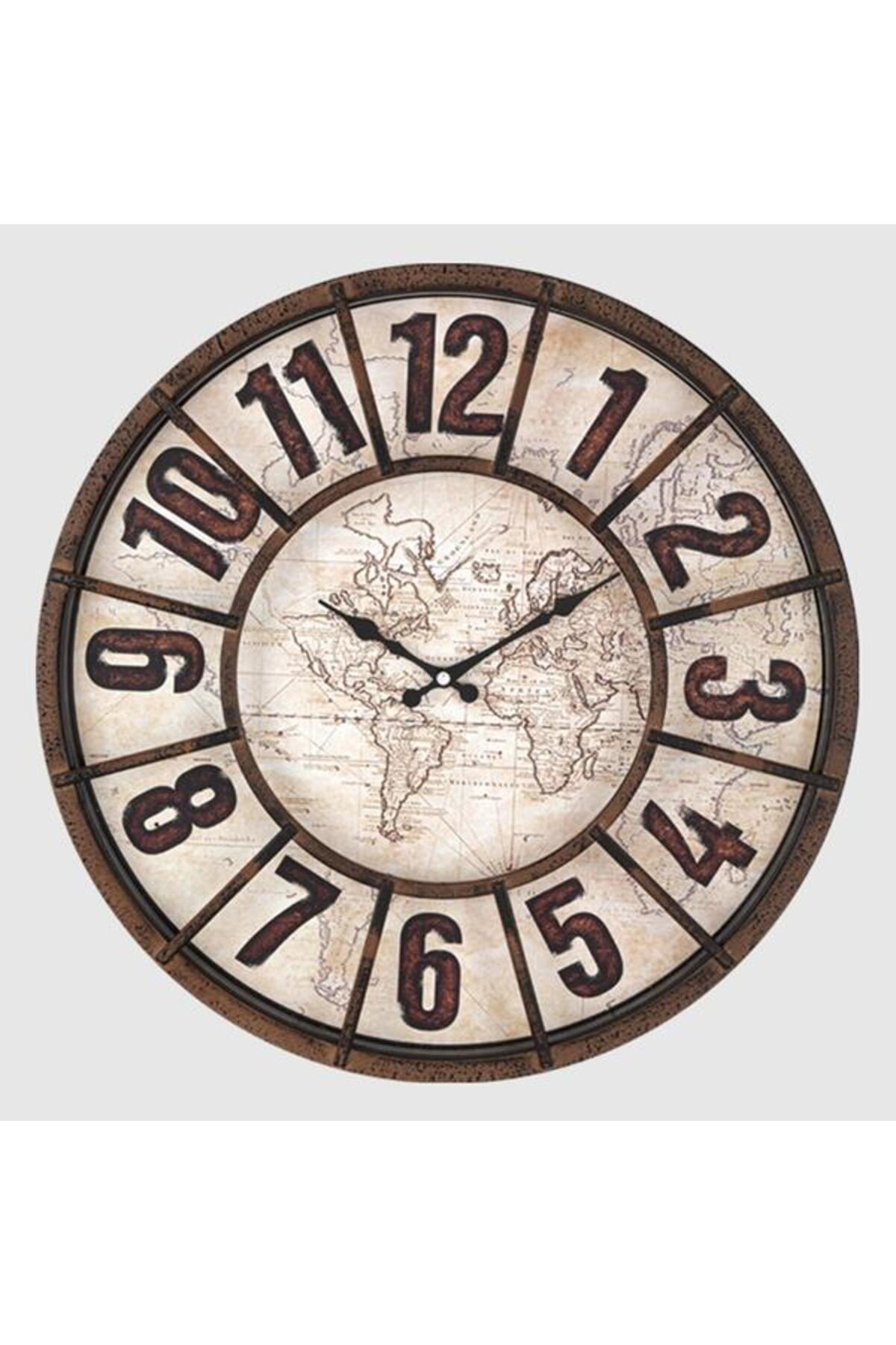 Zero Land 742-3 Duvar Saati Dış Kenar Kahverengi İçi Krem 50Cm Dekoratif Ek