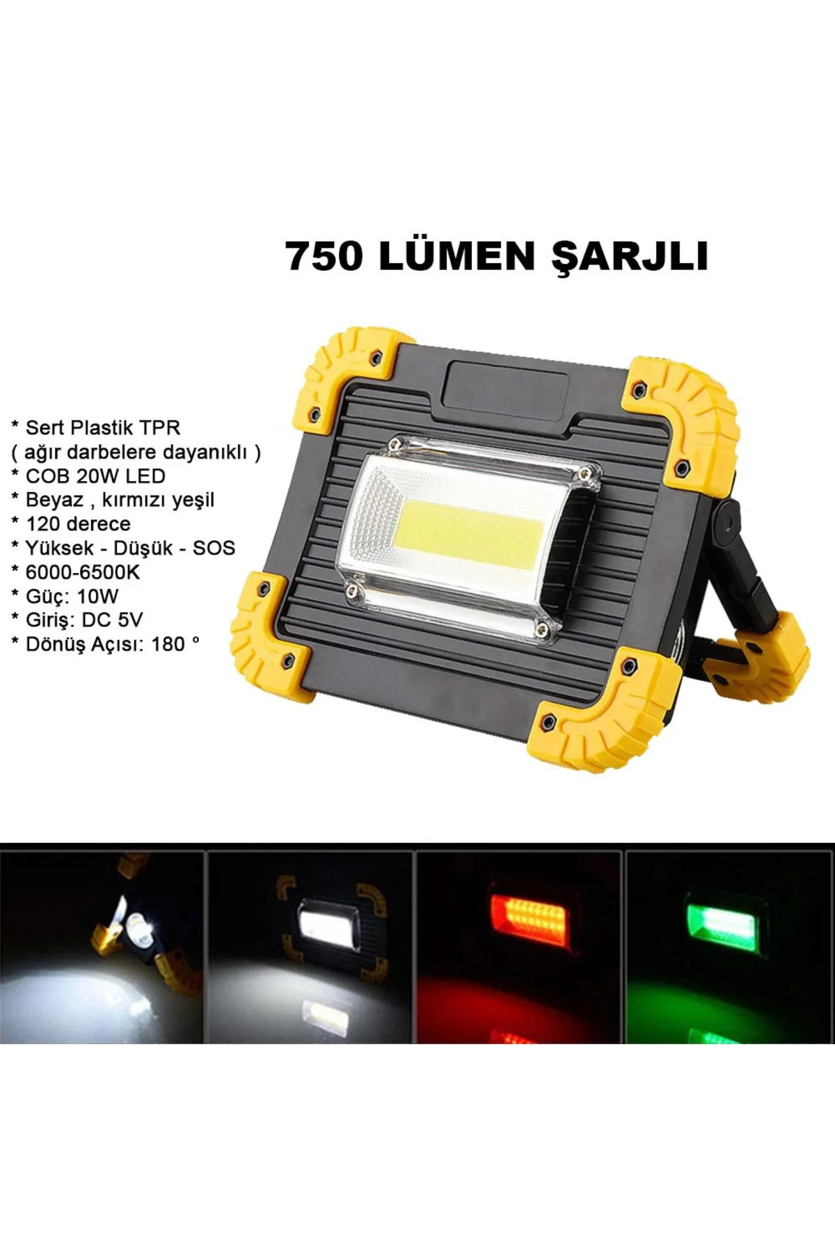 750 Lümen Powerbank Şarjlı Işıldak Watton Wt-330 Siyah