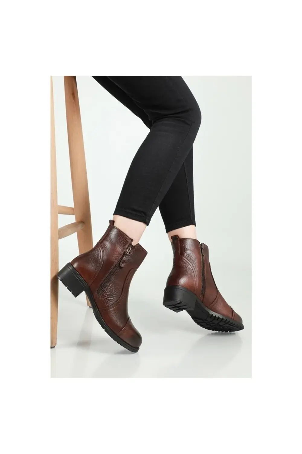 7550 Kadın Taba Deri Bot