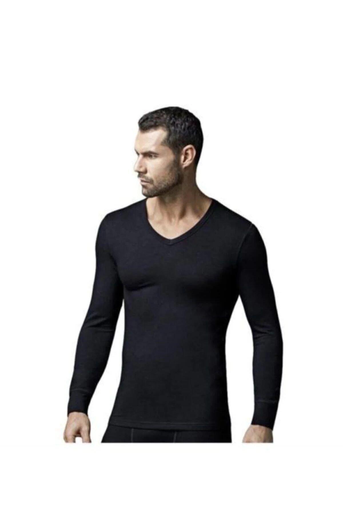 758 Erkek Siyah V Yaka Termal Içlik Body