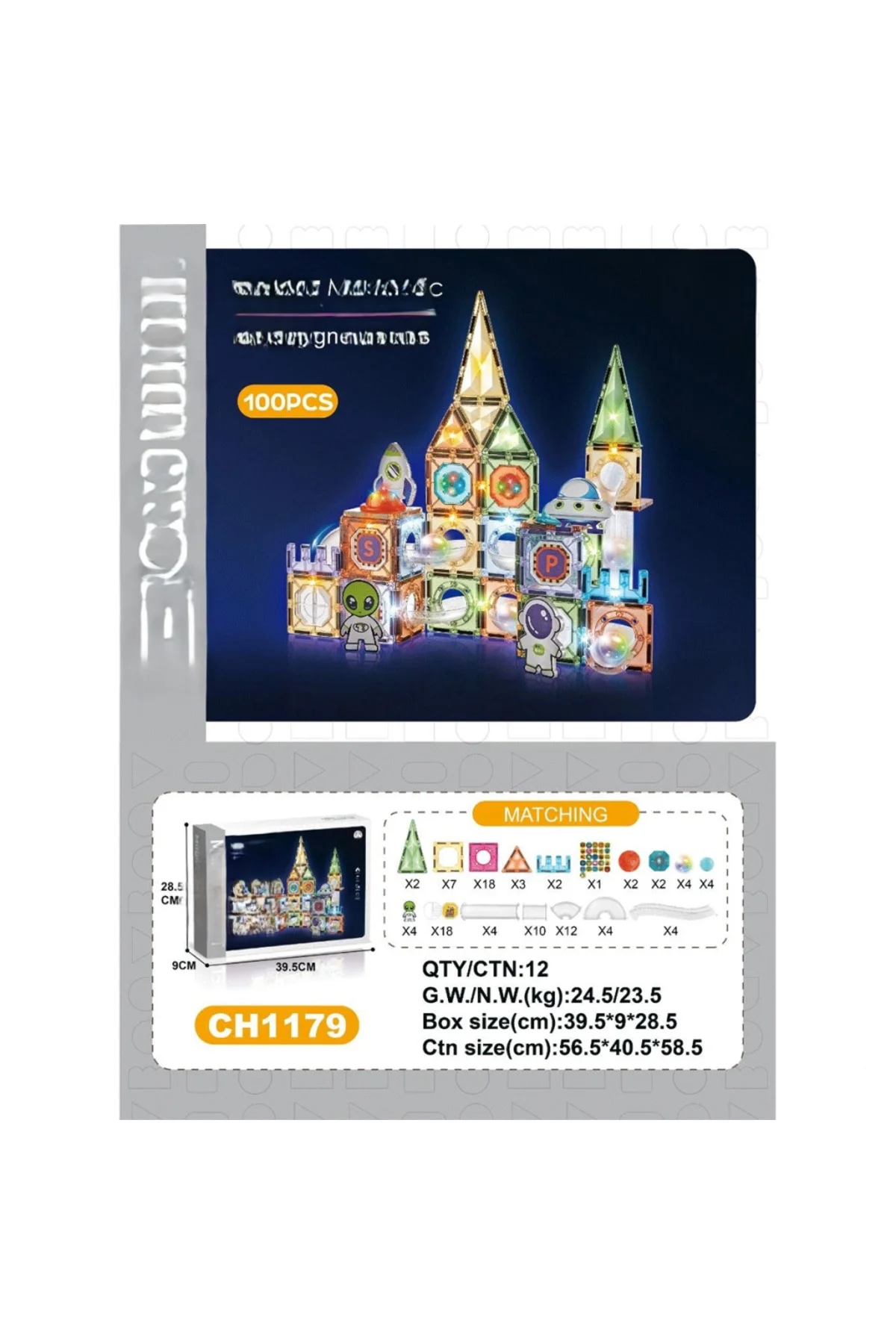 7.5CM Işıklı Blok 100 Parça