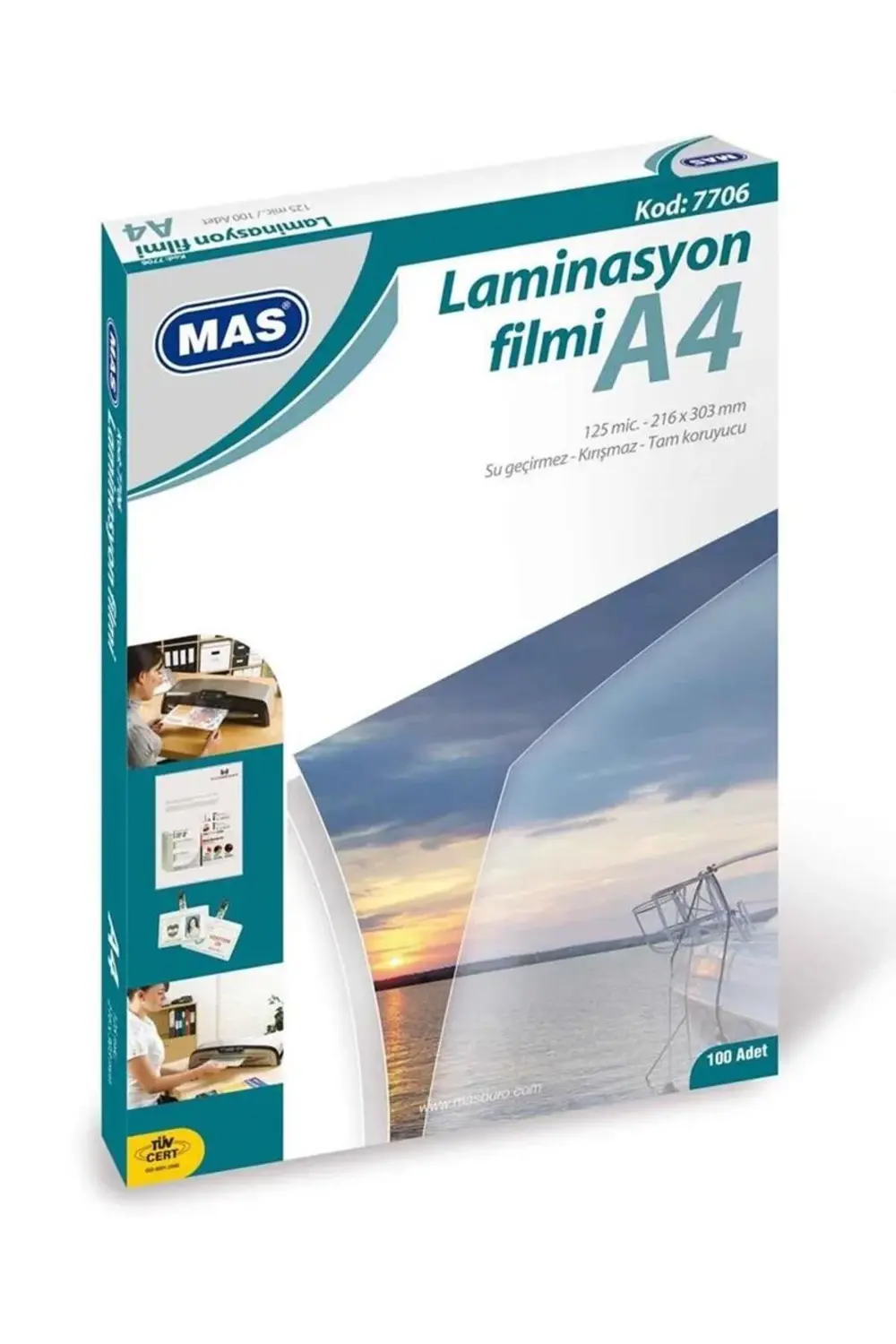 7706 Laminasyon Filmi Parlak A4 125 Mıc 100 Lü