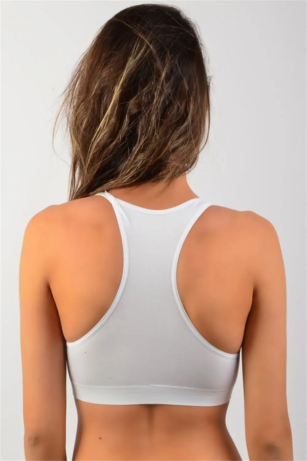 775 Dikişsiz Kadın Sporcu Büstiyer Beyaz