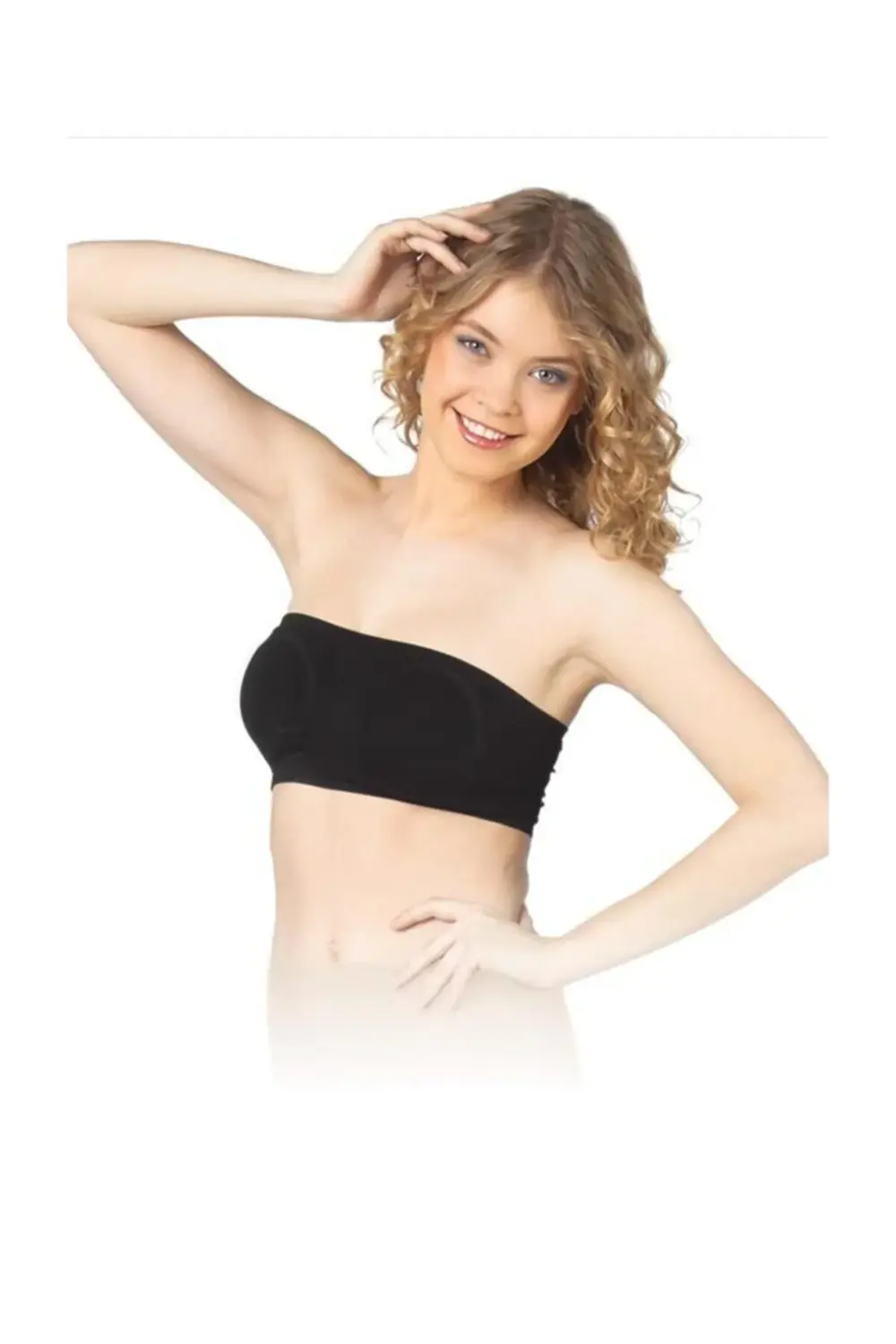 776 Kadın Siyah Destekli Straplez Büstiyer