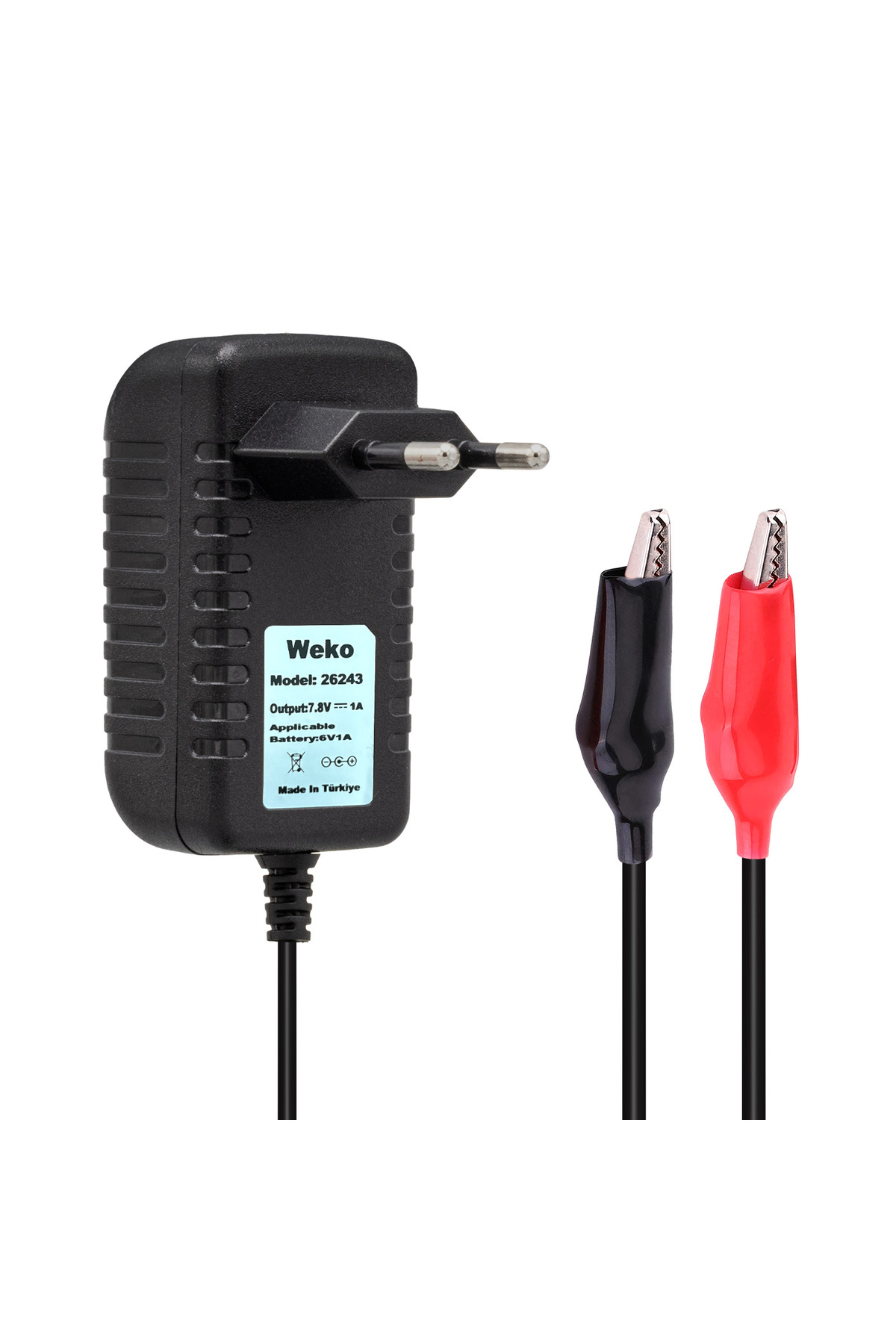 Weko 7.8 Volt - 1 Amper Krokodil Uçlu Priz Tip Yerli Üretim Akü Şarj Adaptörü