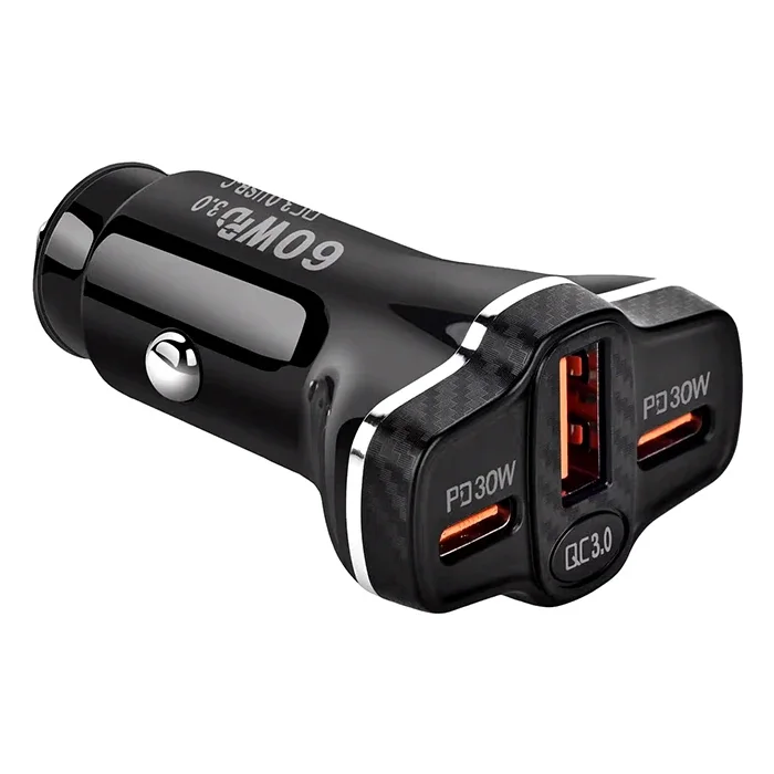 78W 3lü Hızlı Araç Şarjı - PD62 Type-C + USB Çakmaklık Adaptörü