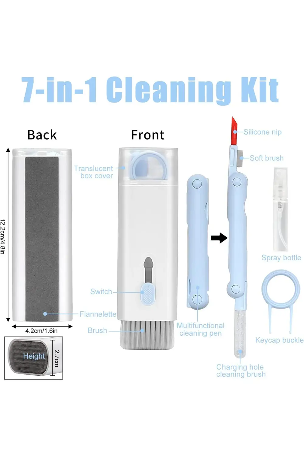 7in1 Elektronik Cihaz Klavye Temizleme Fırça Seti Telefon Tablet