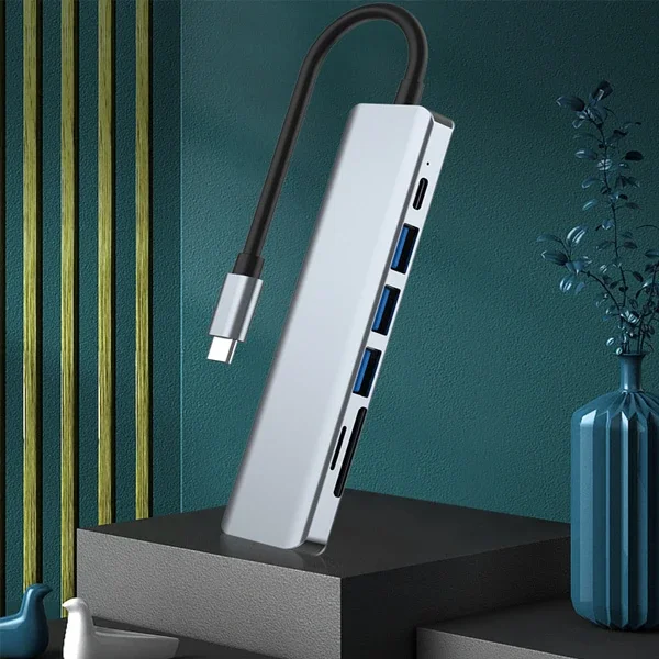 7in1 USB 3.1 Type-C HUB - 4K HDMI, 3 USB, SD/TF Kart Okuyucu, Alüminyum