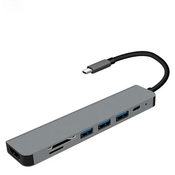 7in1 USB 3.1 Type-C HUB - 4K HDMI, 3 USB, SD/TF Kart Okuyucu, Alüminyum